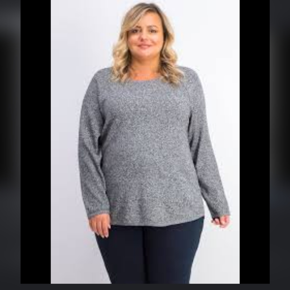 Karen Scott Women's CottonMarled Curved-Hem Top Size L/XL